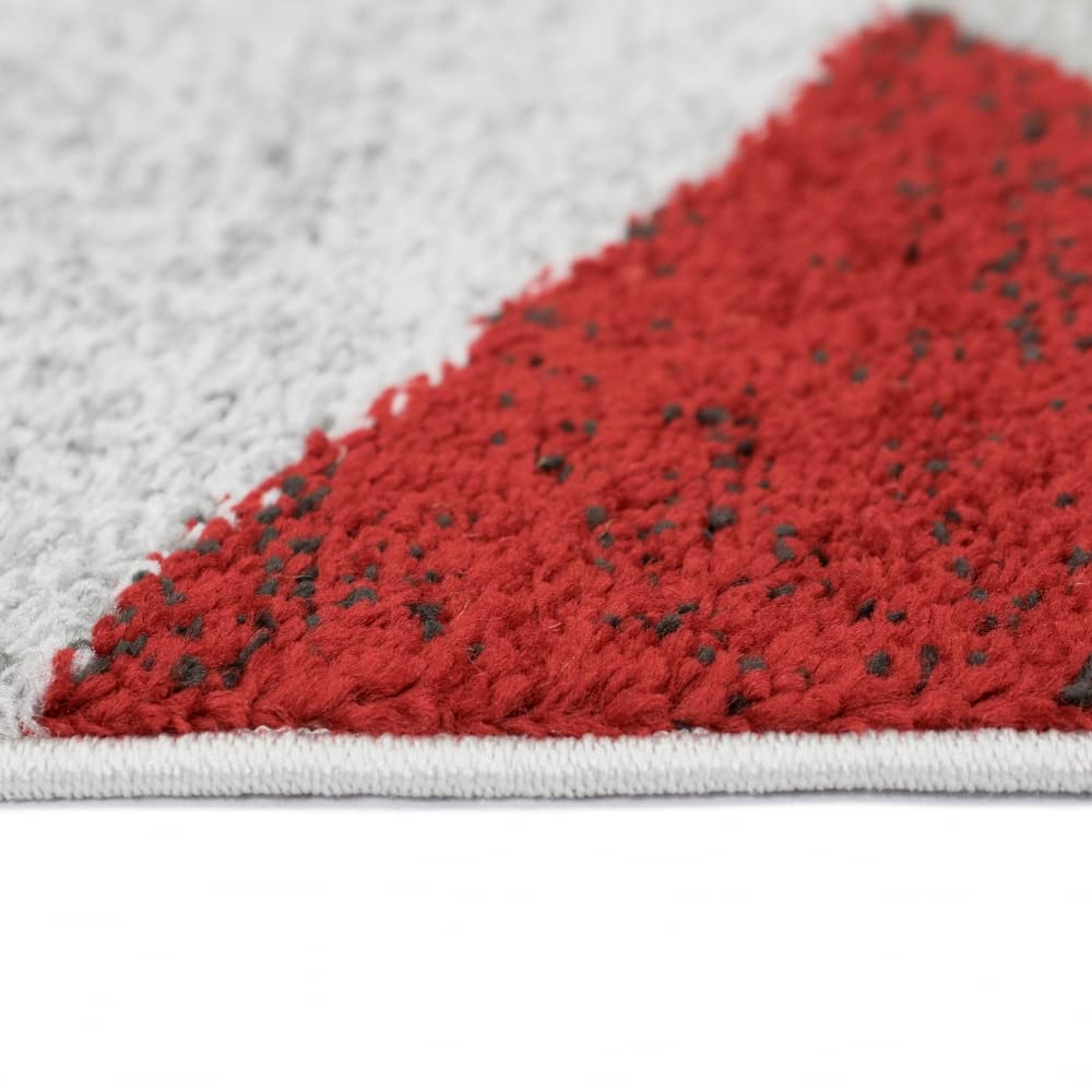 Teppich-Traum Tapis de Salon avec Motif Abstrait Moderne | Facile d'entretien | Gris Rouge Größe 140x200 cm