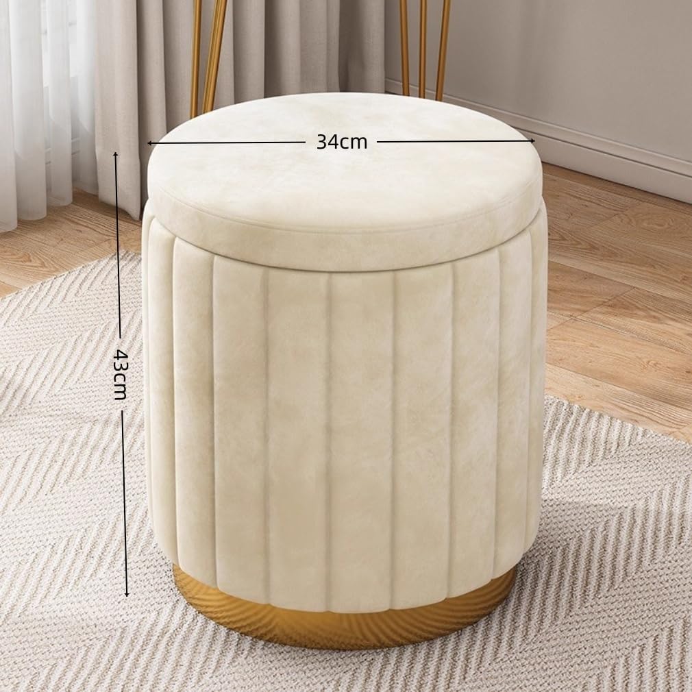 MAKETOMONEY ドレッサーチェア 化粧椅子イス ドレッサーチェア収納 おしゃれ かわいい イス鏡台用 丸いドレッシングスツー