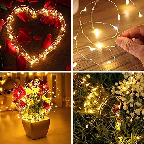 SHATCHI 20 LED/2m Fairy String Lights Copper Wire Battery Operated Warm White LEDs Twinkle Waterproof Lights for Bedroom, Christmas, Party, Wedding Outdoor Indoor Decoration