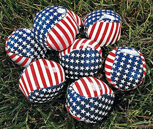 1-Dozen Stars and Stripes Patriotic Hacky Sack Style Vinyl Footbags 4th of July Party Favors and Games 2' Dia.