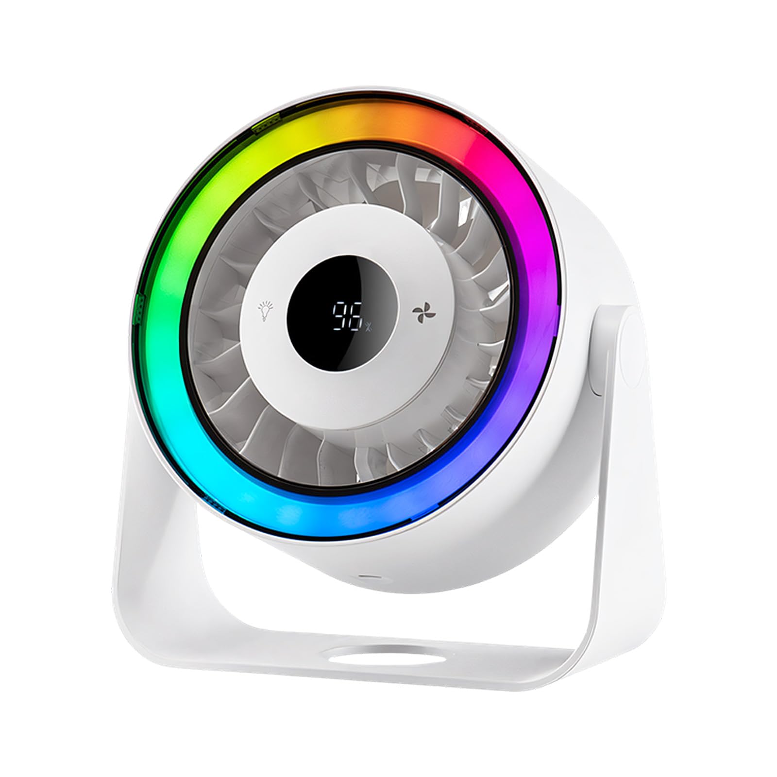 Elnwnnkc USB Desktop Circulating Fan 5 Levels Speed Control Wall Hanging Air Coolers with Colorful Light Quiet Wall Hanging