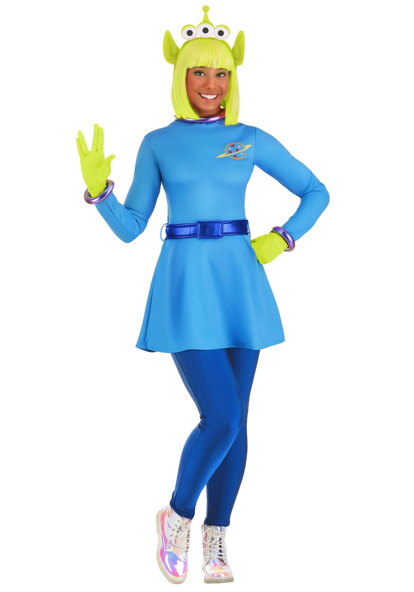 Disney Pixar Toy Story Alien Women's Costume Dress - Leggings, Gloves, Headband - Officially Licensed