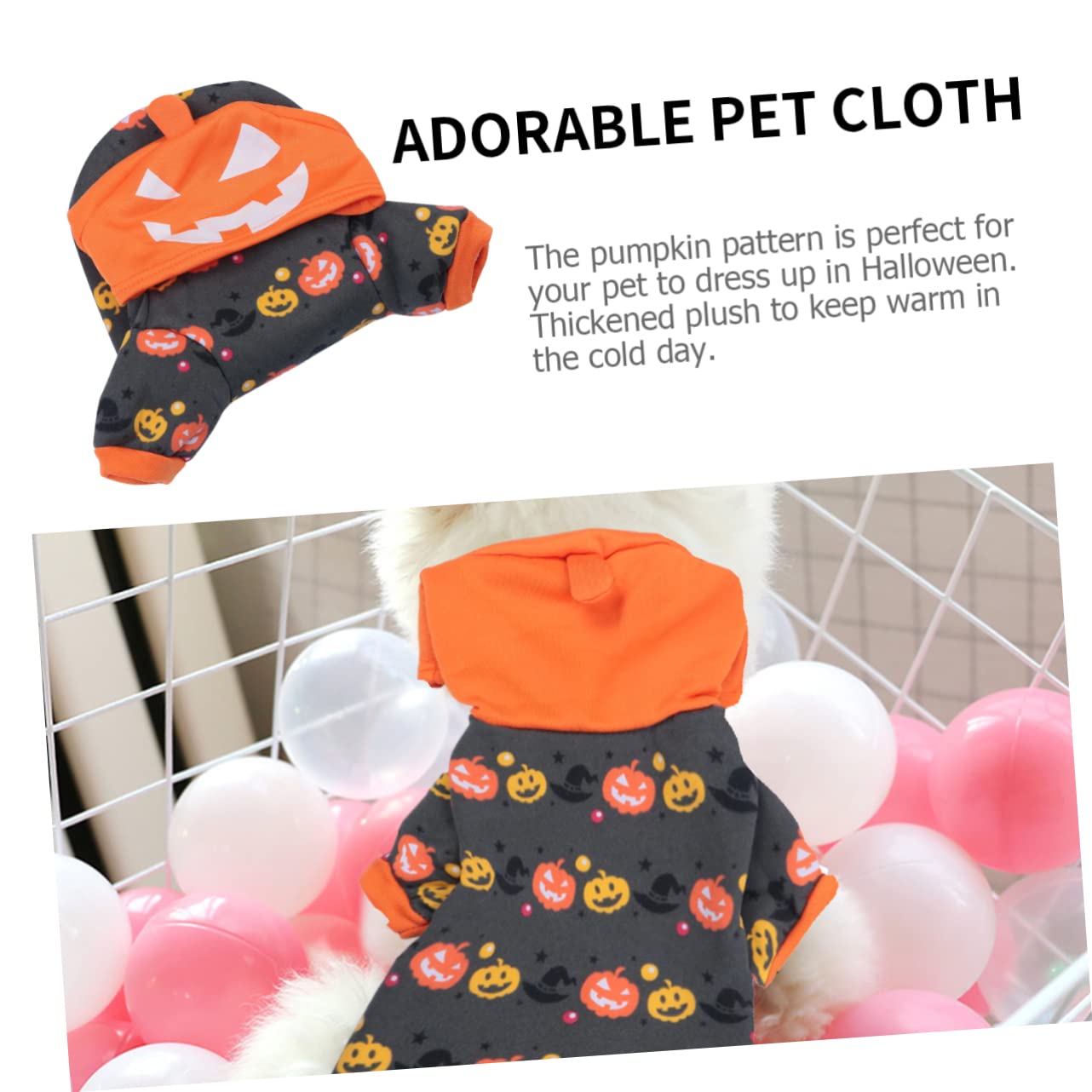 HMJGDHX 2 Pezzi Addensare Vestiti Caldi per Animali Domestici Costume da Zucca di Halloween per la Festa di Cosplay dell'animale Domestico del Cane