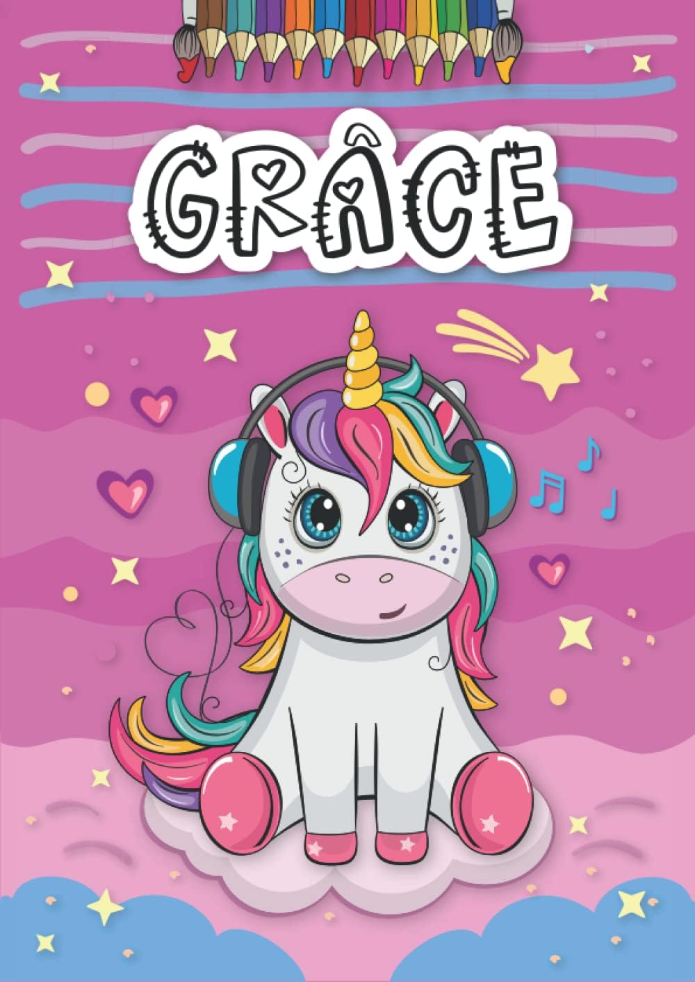 Independently published Grâce: Livre de coloriage personnalisé pour Grâce | Licorne | Cadeau d'anniversaire pour fille ... | 4 à 8 ans | 25 motifs de licorne avec le prénom Grâce, Grand format A4 (21 x 29.7 cm)