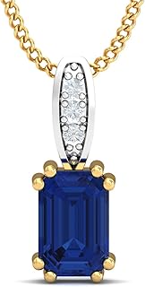 kuberbox 14KT Yellow Gold Meridian Blue Sapphire Pendant for Women-picture-39