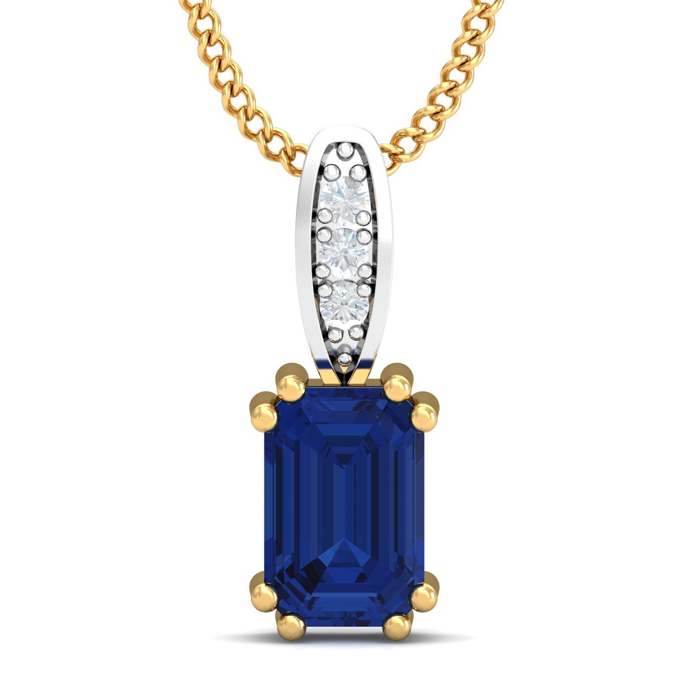 14KT Yellow Gold Meridian Blue Sapphire Pendant for Women-image-1