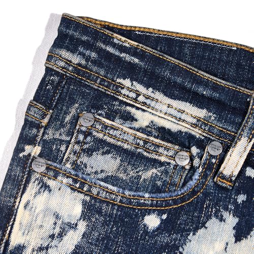 Men's Straight-Leg Mid-Rise Denim Pants, Ink-Blurred Slim-fit Long Pants, Casual and Retro Men's Jeans3