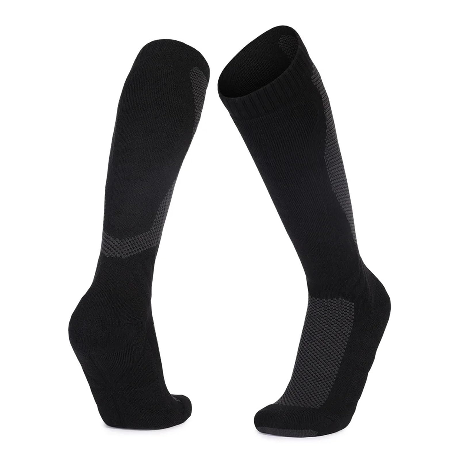 Calze Termiche, Calzini da Sci for Adulti Snowboard Comodi a Tubo Lungo for Esterni Invernali in Spugna Termica(Black Gray)