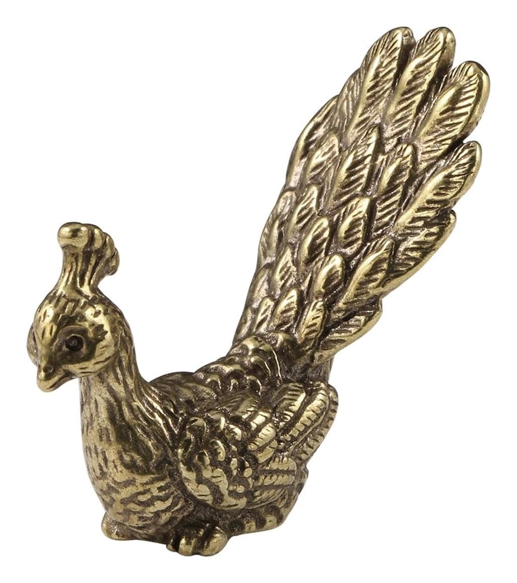 Kukuuu One Color Brass Peacock Figurine Statue