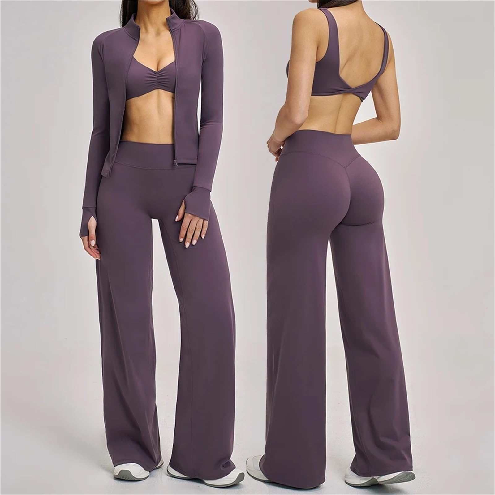 Conjunto de Yoga for Mujer, Ropa Deportiva Manga Larga, chándal Gimnasio, Mallas, Sujetador Deportivo, atlética, 2/3 Uds