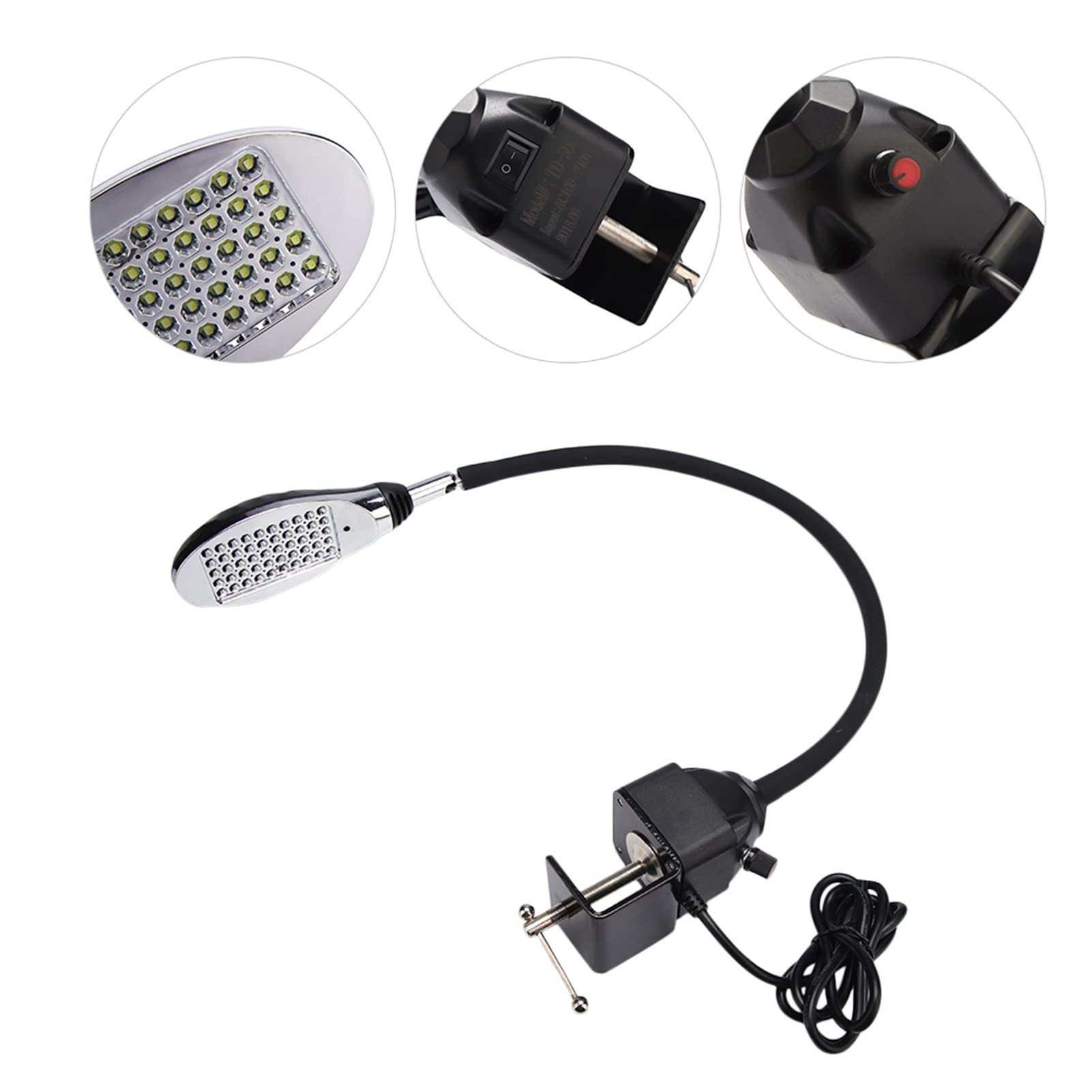 SEAFRONT Lampe à Coudre LED pour Machine à Coudre, Lampe de Travail Flexible, Lampe à Col de Cygne 8 W, Lampe de Travail Industrielle pour Machine à Coudre, 50 LED, Lumière Réglable