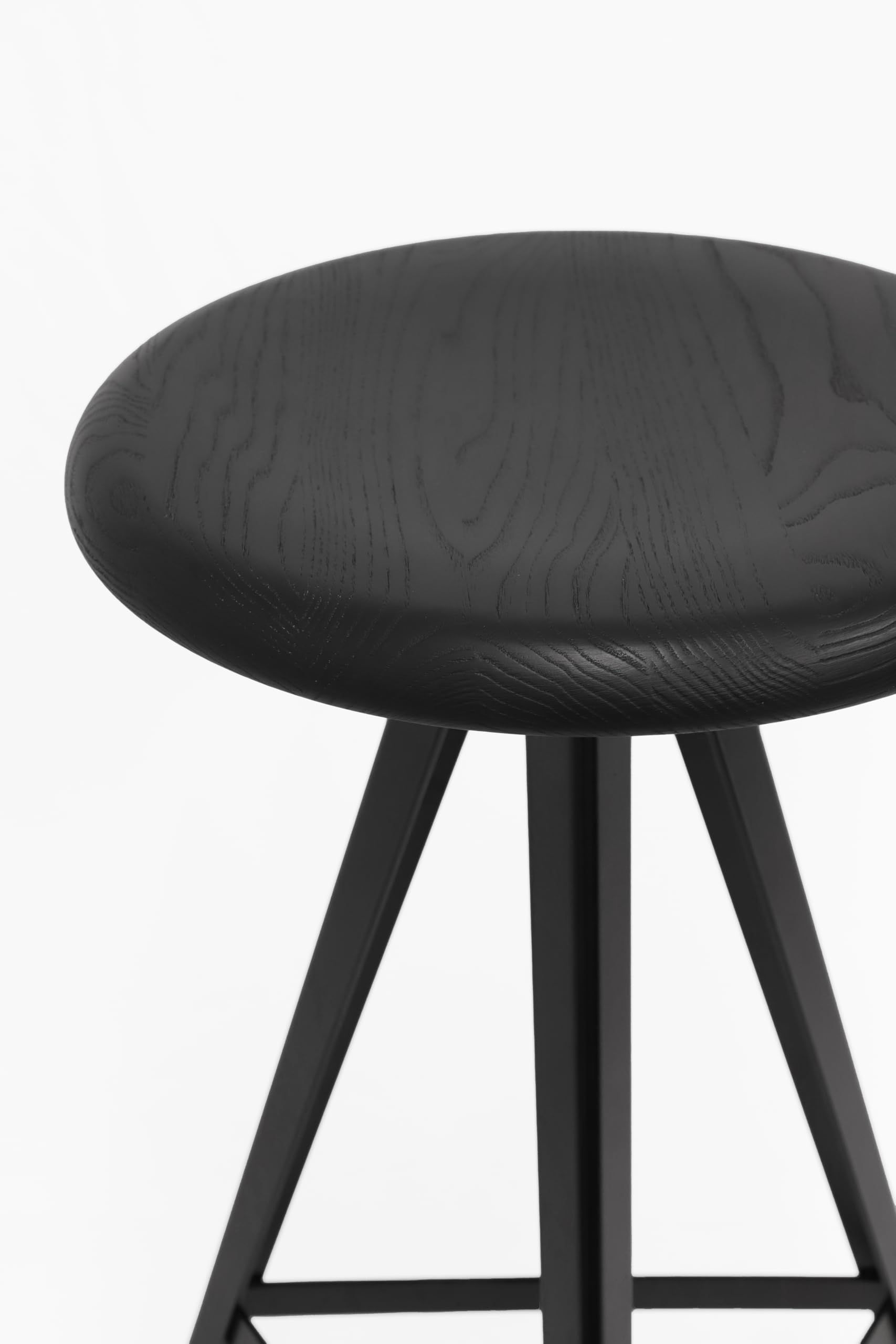 Trabaldo Sgabello KUKY B-61 - Designed and Made in Italy - Struttura in Metallo e Seduta in Legno Massello di Frassino - Certificato 100% FSC - A 61cm x L 39cm - Nero
