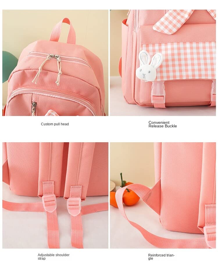 Juego de 4 mochilas Kawaii para escuela, maletines, estuche, monedero para niñas y escuelas, Verde