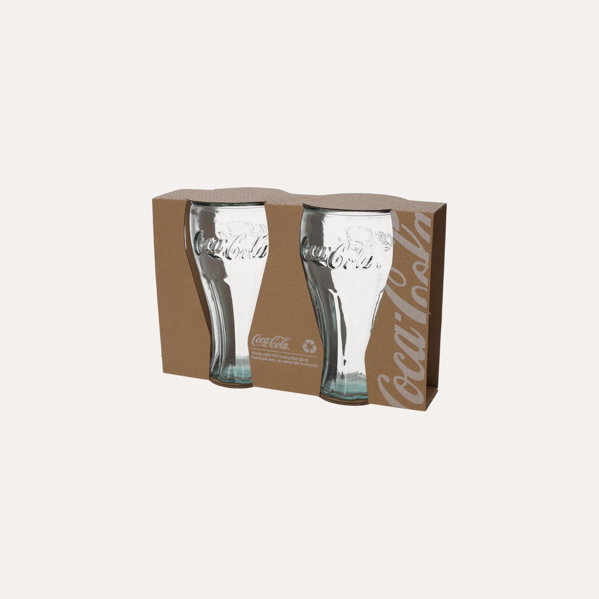 Keyhomestore │ Juego de 2 vasos Cola de cristal reciclado transparente, 16 x 9 cm, ideales para uso diario, resistente, vidrio reciclado y fácil de limpiar