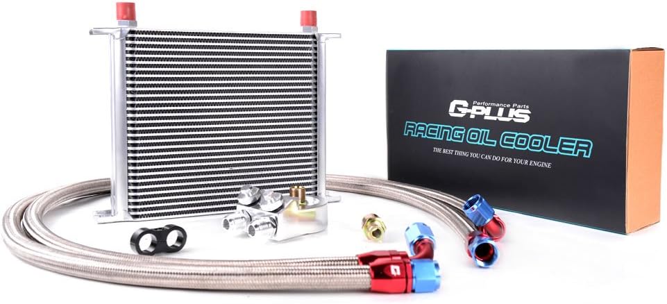 30 ROW AN10 Universal Engine Transmission Oil Cooler Kit Oil Filter Adapter Hose Kit