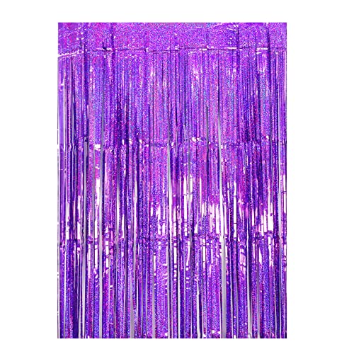 Drucilla Tende Metalliche Tinsel, Foil Tenda a Frange Scintillante Shimmer, Glitter Orpelli e festoni Lamina Frangia per Sfondo Fotografico e Decorazioni Festa Sfondo Compleanno Nozze, Viola