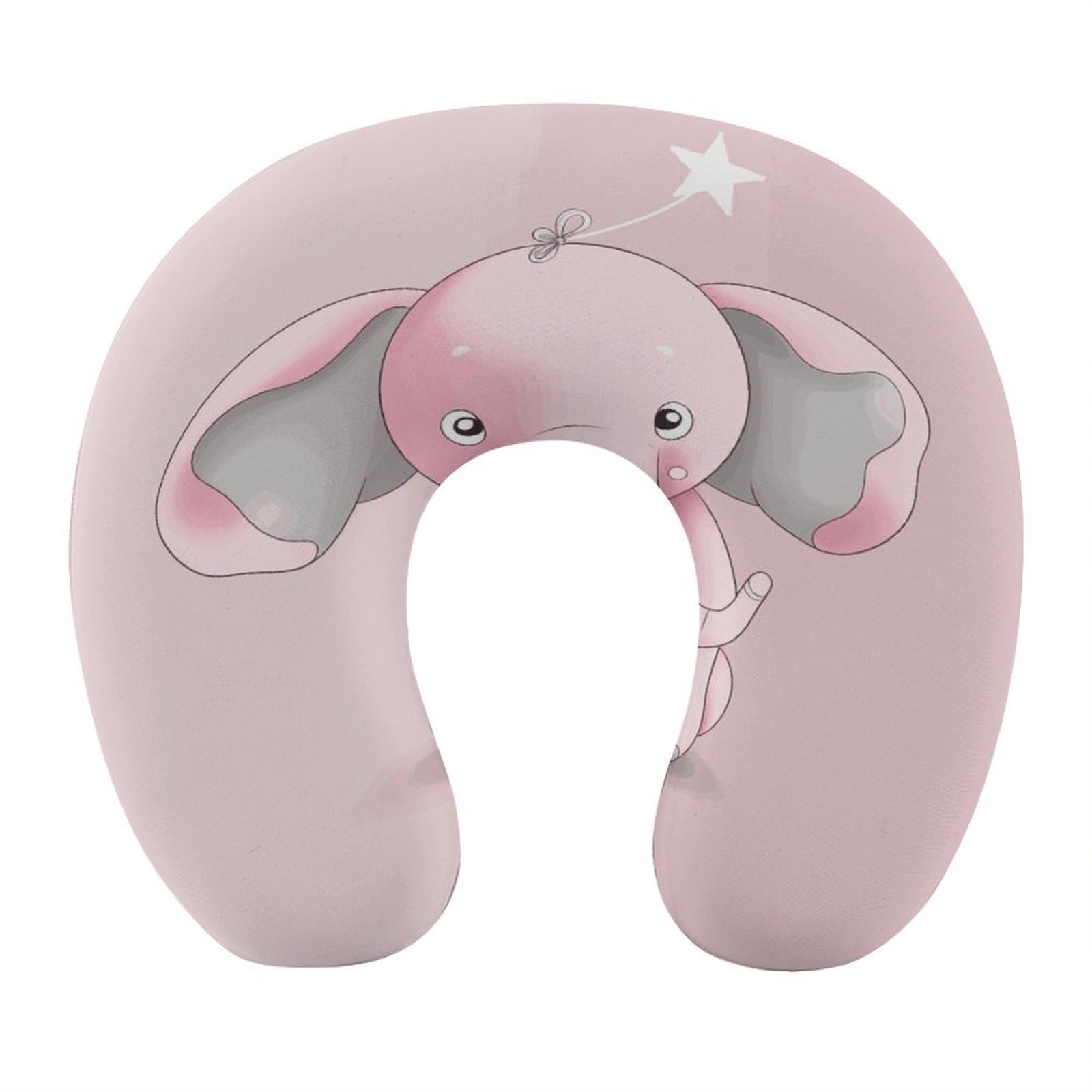 FekiLoot Pink Elephant Travel Pillow,U Shaped Office Napping Pillow Support Neck and Head Comfortable Travel Neck Pillow U Shape Sleeping Essentials for Long Haul Flights