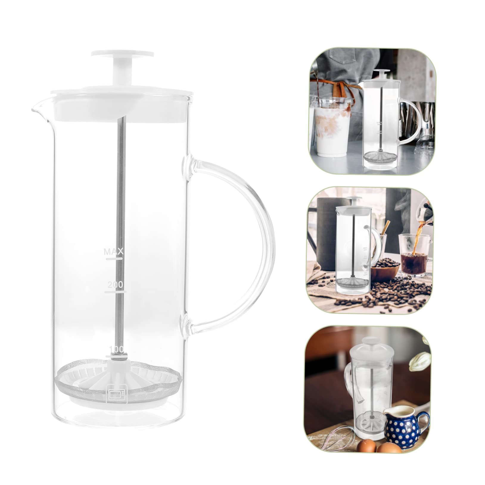 MOLUCKFU Home Kitchen Milk Frother Glass Pot Coffee Maker Accessory Sturdy Easy to Use Cold Hot Resistance