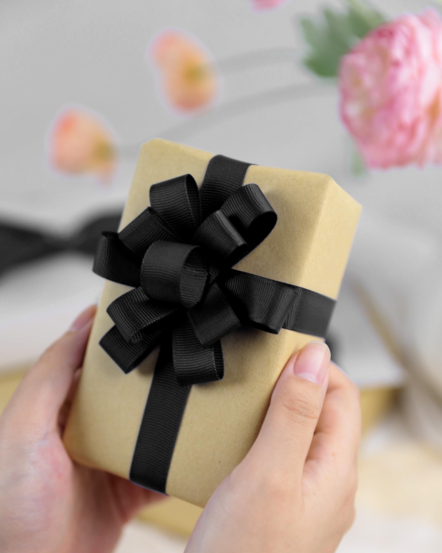 Kryvus Grosgrain Ribbon, Black Ribbon 16mm x Continuous 45 Metres, Black Grosgrain Ribbons Perfect for Gift Wrapping Crafts - Image 3