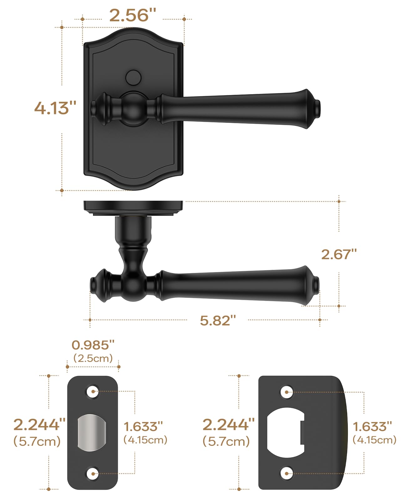 Matte Black Privacy Door Handles - Keyless Entry -4 Matte Black Privacy Door Handles - Keyless Entry -4