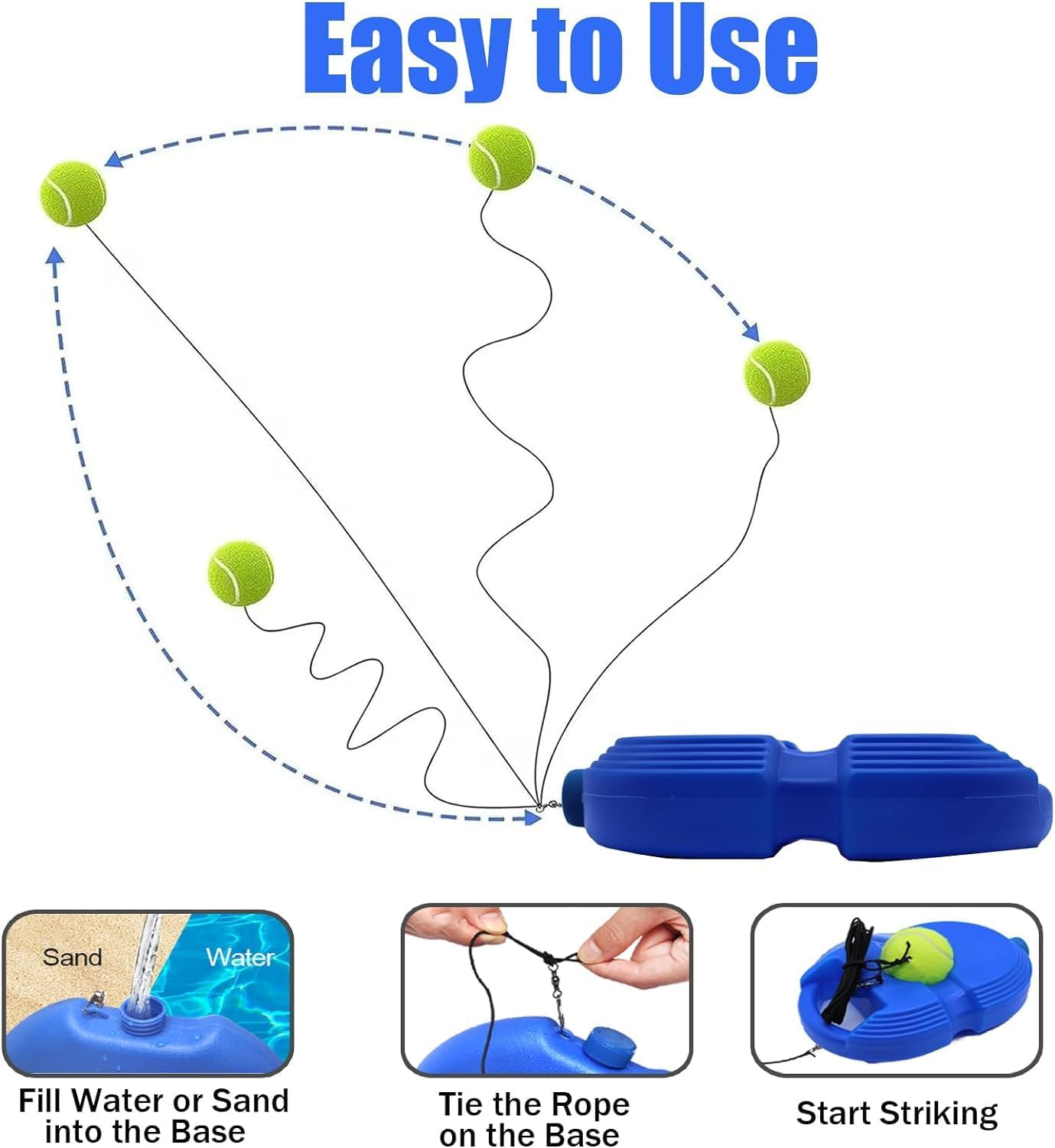 GVB ENTERPRISE Self Tennis Practice Ball with String, Tennis Trainer Rebound Ball for Boys & Girls, Convenient Solo Tennis Training Gear Set, Self-Practice Tennis Set 1