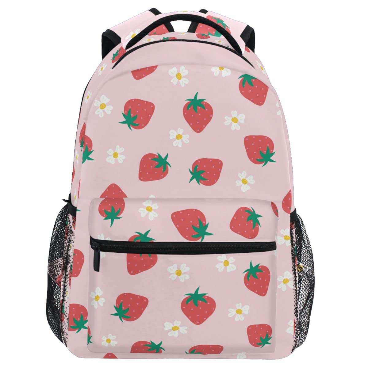 WamikaPink Strawberry Backpack for Girls Cute Kawaii Kids School Backpacks Book Bag Daypack