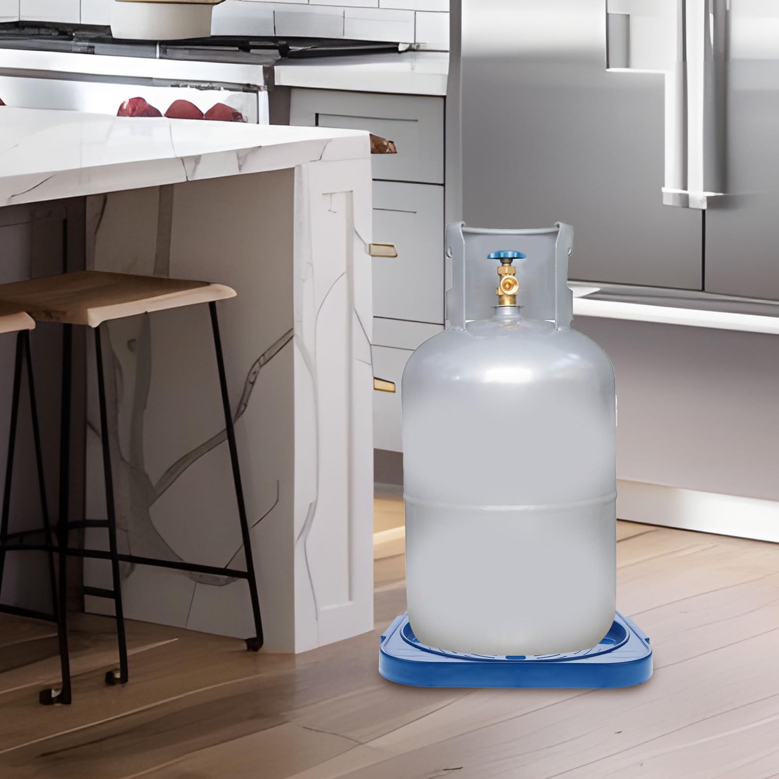 FRCOLOR Gasflaschenhalter mit Rollen aus Edelstahl und Pp Dicker und Verstärkter Gastankständer zum Schutz von Boden und Tisch für Restaurants und Familienküchen