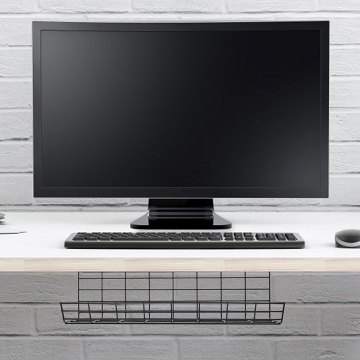Uonlytech Bandeja Organizadora de Cables de 2 Piezas Negra para Escritorio, Soporte de Alambre para Gestión y Almacenamiento Debajo del Escritorio, Organizador Multifuncional para Oficina