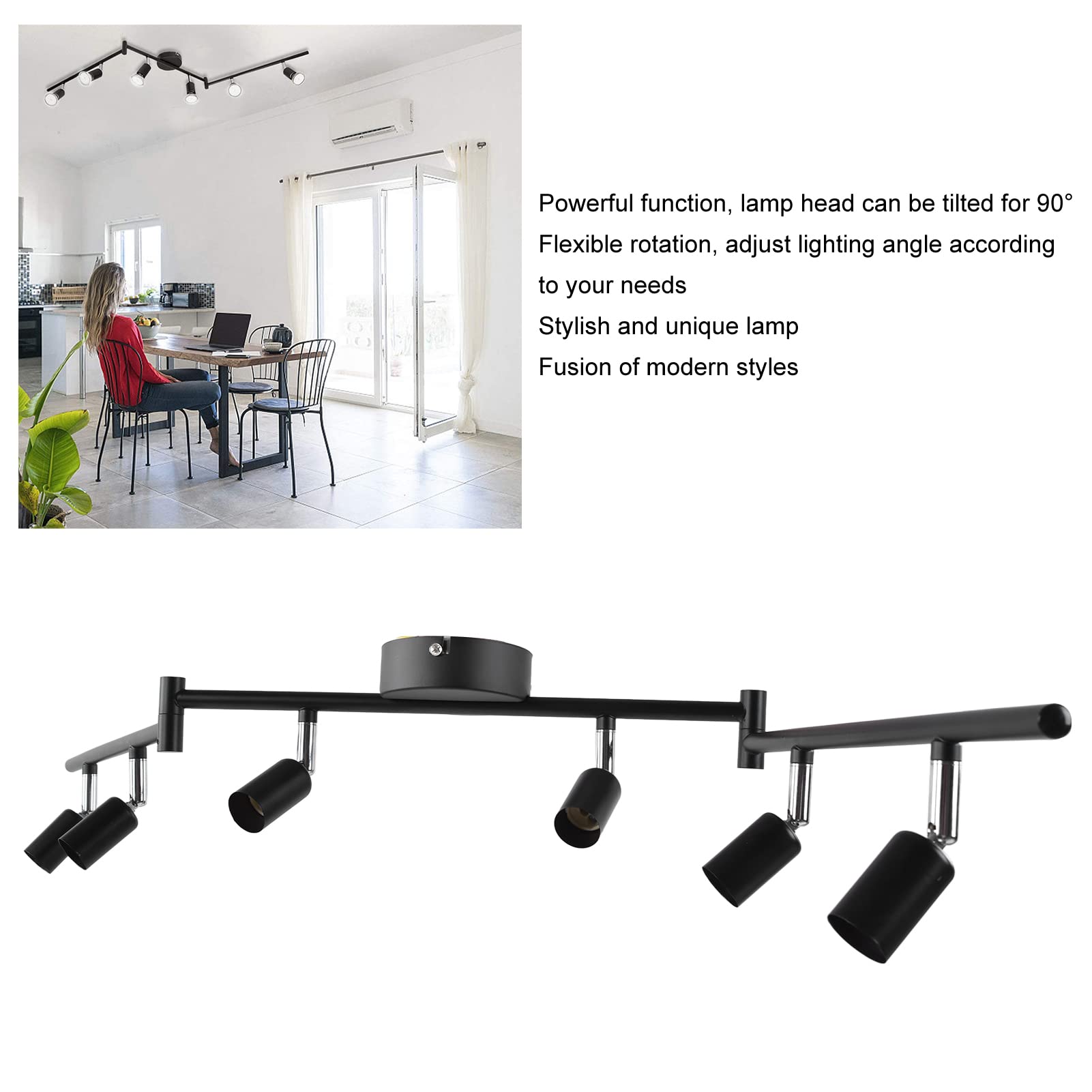 6 Way Ceiling Spotlight GU10 Base Track Lighting Kit for
