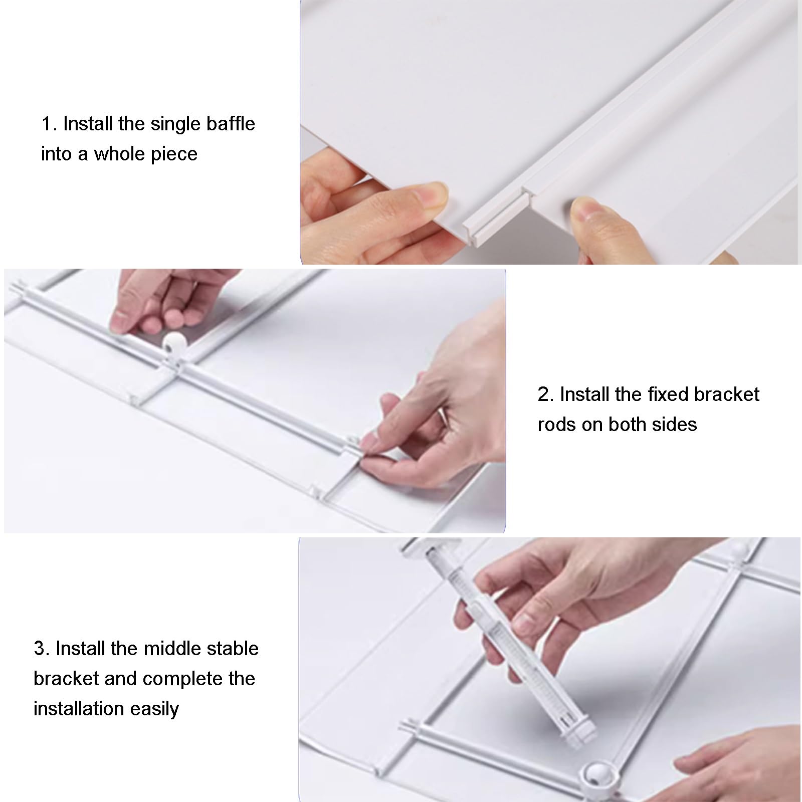 Piastra di guida per deflettore dell'aria da soffitto, deviatore quadrato per ufficio, deviatore regolabile per bocchetta dell'aria bianca (60 x 60 cm)