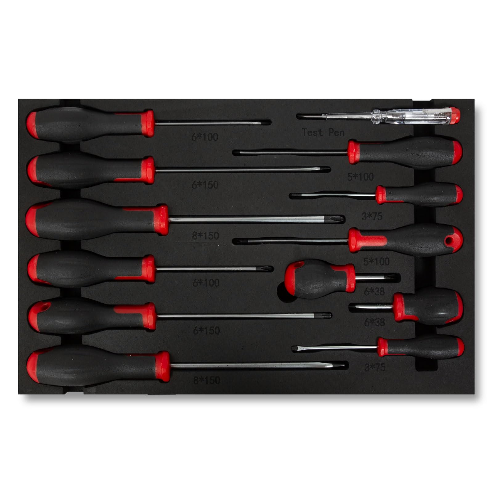 EBERTH Set d'outils multitâches 81 pièces Pour servante d'atelier, inserts d'outils étiquetés en mousse, Pour 4 tiroirs, Equipement automobile et d'atelier professionnel, Rouge