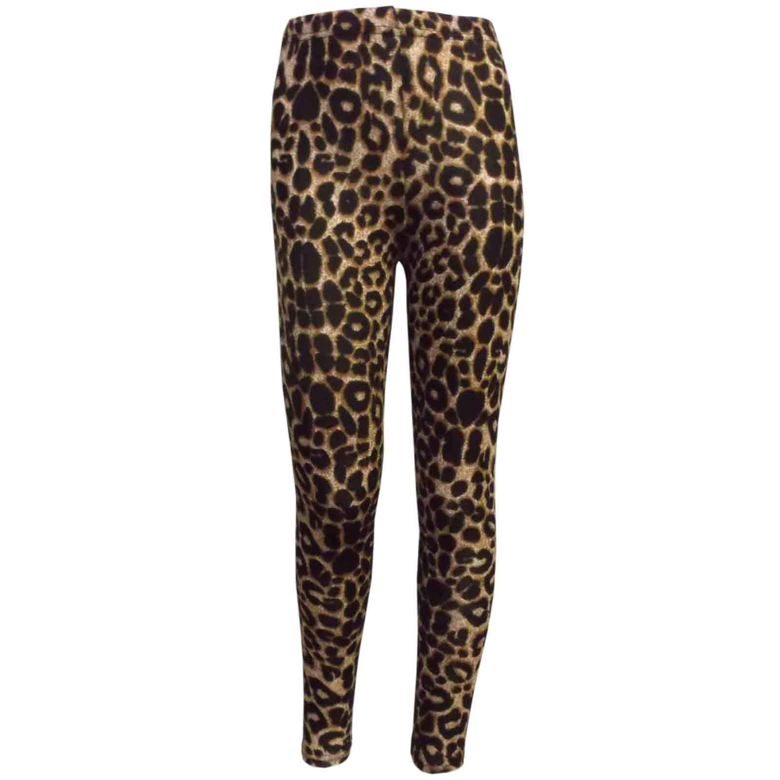 A2z 4 Kids Girls Black Various Print Fashion Leggings - Leopard Brown - 7-8 Years