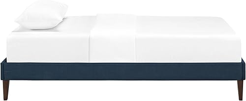 Miniatura 18 de Modway Sharon - Marco de cama de tela individual con patas cónicas cuadradas, color gris Gris,Celeste,Vinilo