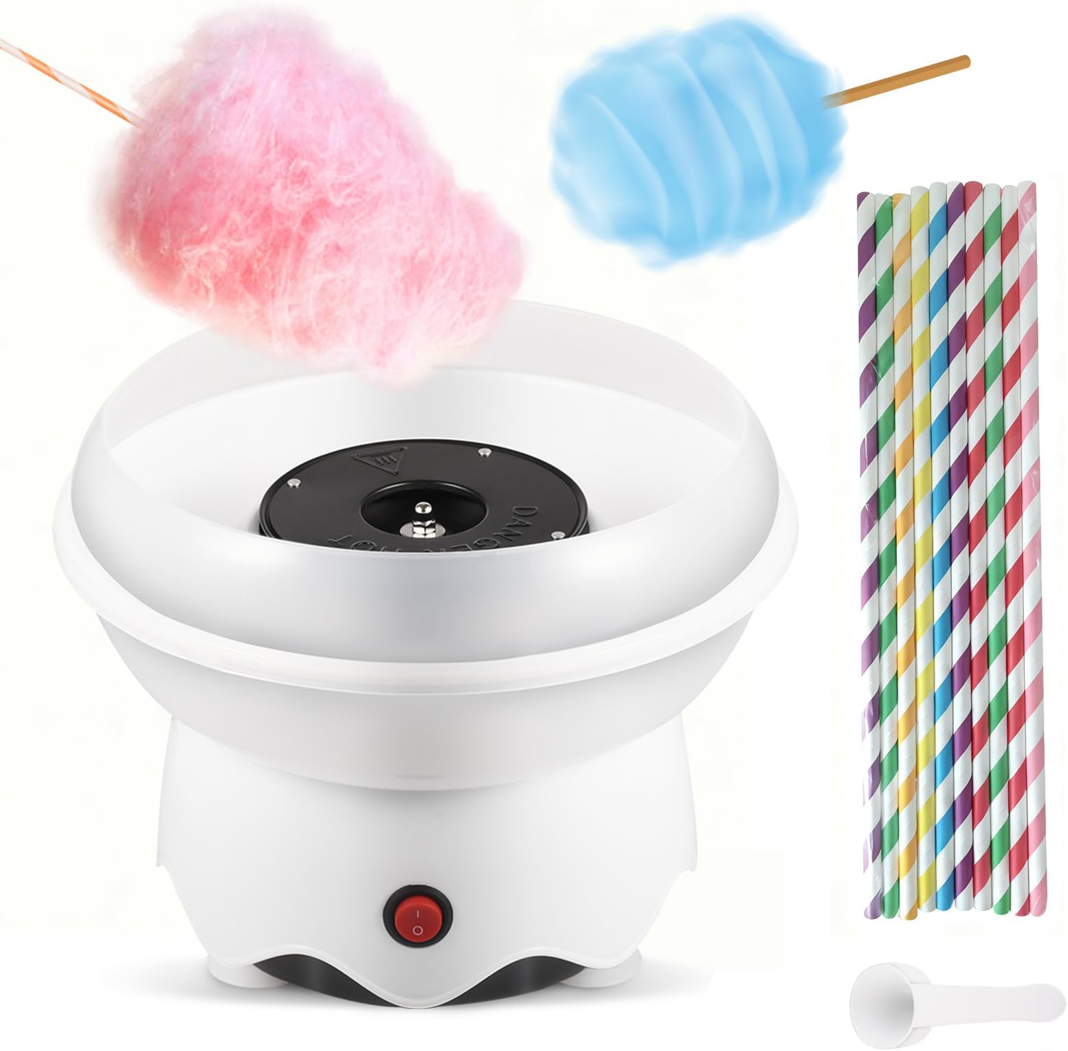 Mini Cotton Candy Maker Machine - Easy to Use & Clean, Quiet Floss Maker for Kids, Christmas Gift, Birthday Party, Home Use - Includes Sugar Scoop & Sugar Floss Sticks (Sugar Not Included)