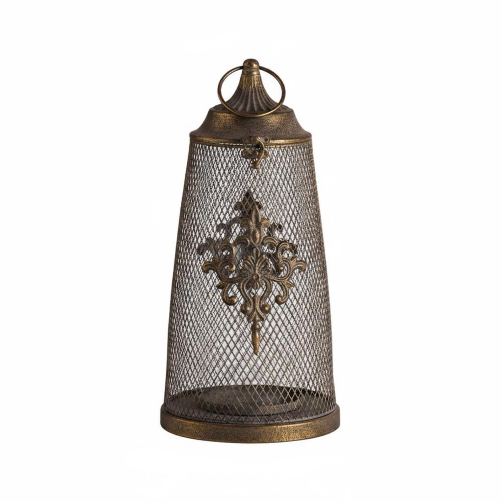Portavelas Vintage de Metal con Vidrio Envejecido Cuerpo Cilíndrico Base Robusta y Asa Adecuado para Embellecer Decoración en Estanterías y del Hogar, Bajo