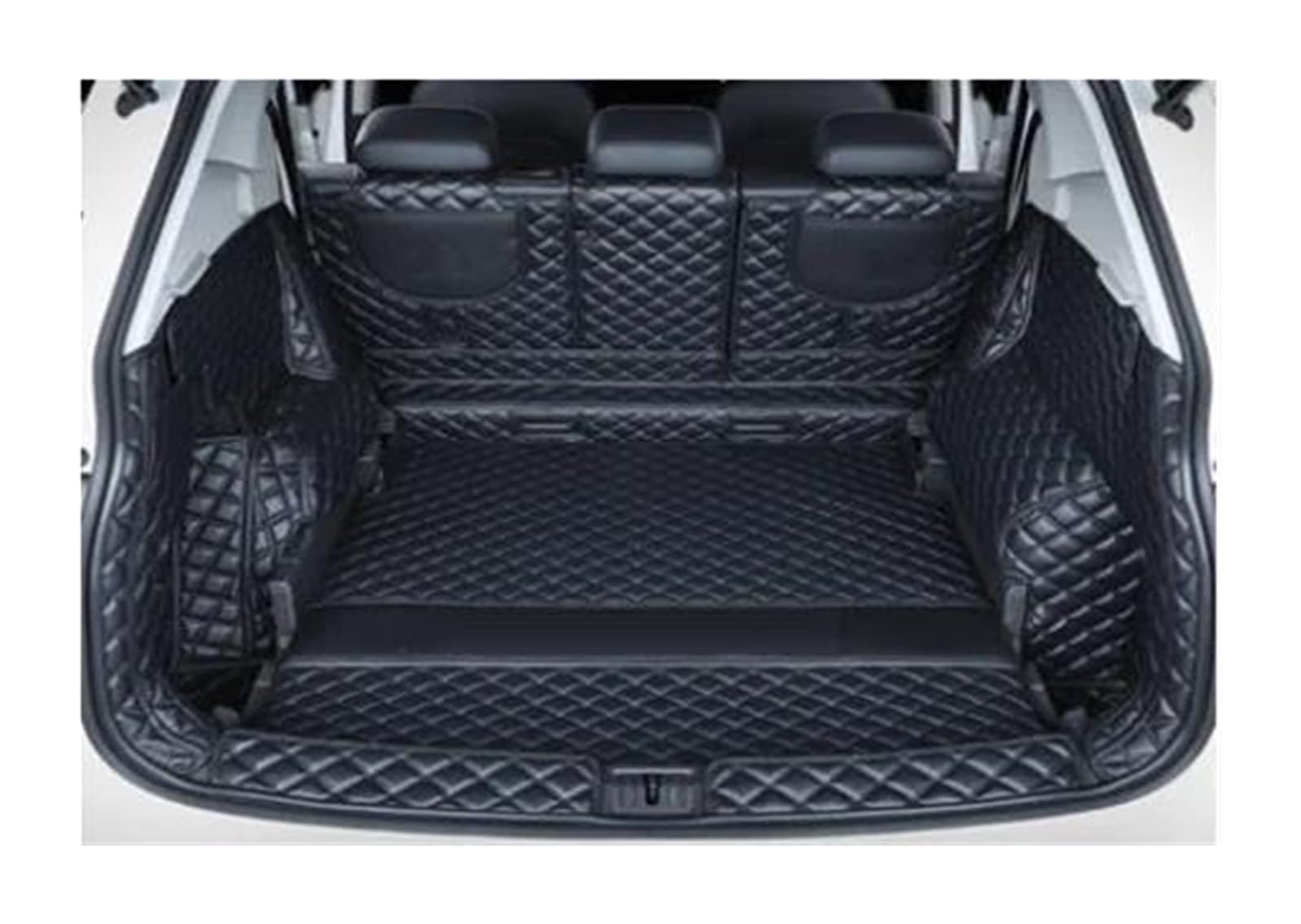 Ferfxn All Black3 Car Boot Liners For Vw For Tiguan For Tayron For Tiguan L For T-Roc Car Trunk Mats Waterproof Boot Carpets Car Rear Trunk Mats(All Black3)