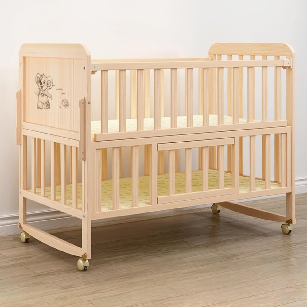 Amazon.co.jp: TIMDU ベビーベッド幼児用ベビーベッド 木製 折りたたみ