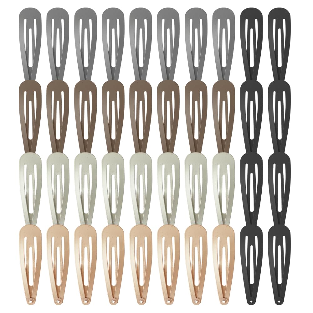 Women Hair Clips ECADY Metal Non-slip Snap Barrettes for Girls Adults (40-Pack 5-Colors)