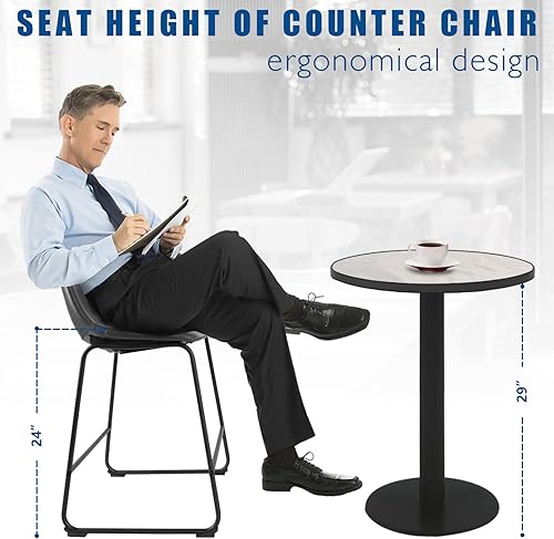 Miniatura 43 de Rfiver Taburetes de bar de piel sintética de poliuretano, juego de 2, taburetes industriales con respaldo y reposapiés, sillas modernas sin brazos