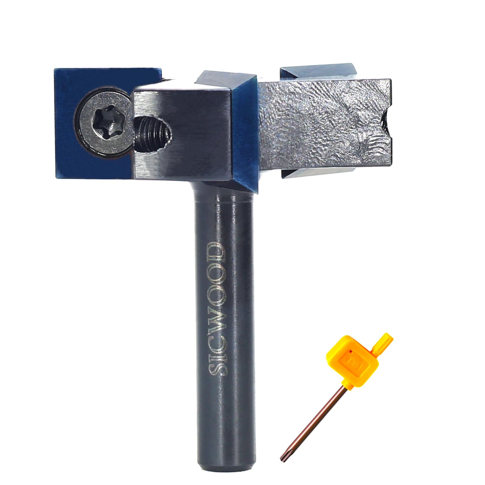 SICWOOD CNC Spoilboard Surfacing Router Bit 1/4 Shank, 1-1/2” Cut Dia, with DLC Coated, 3-Flute, 12*12*1.5mm Blade, Slab Flattening Router Bit,