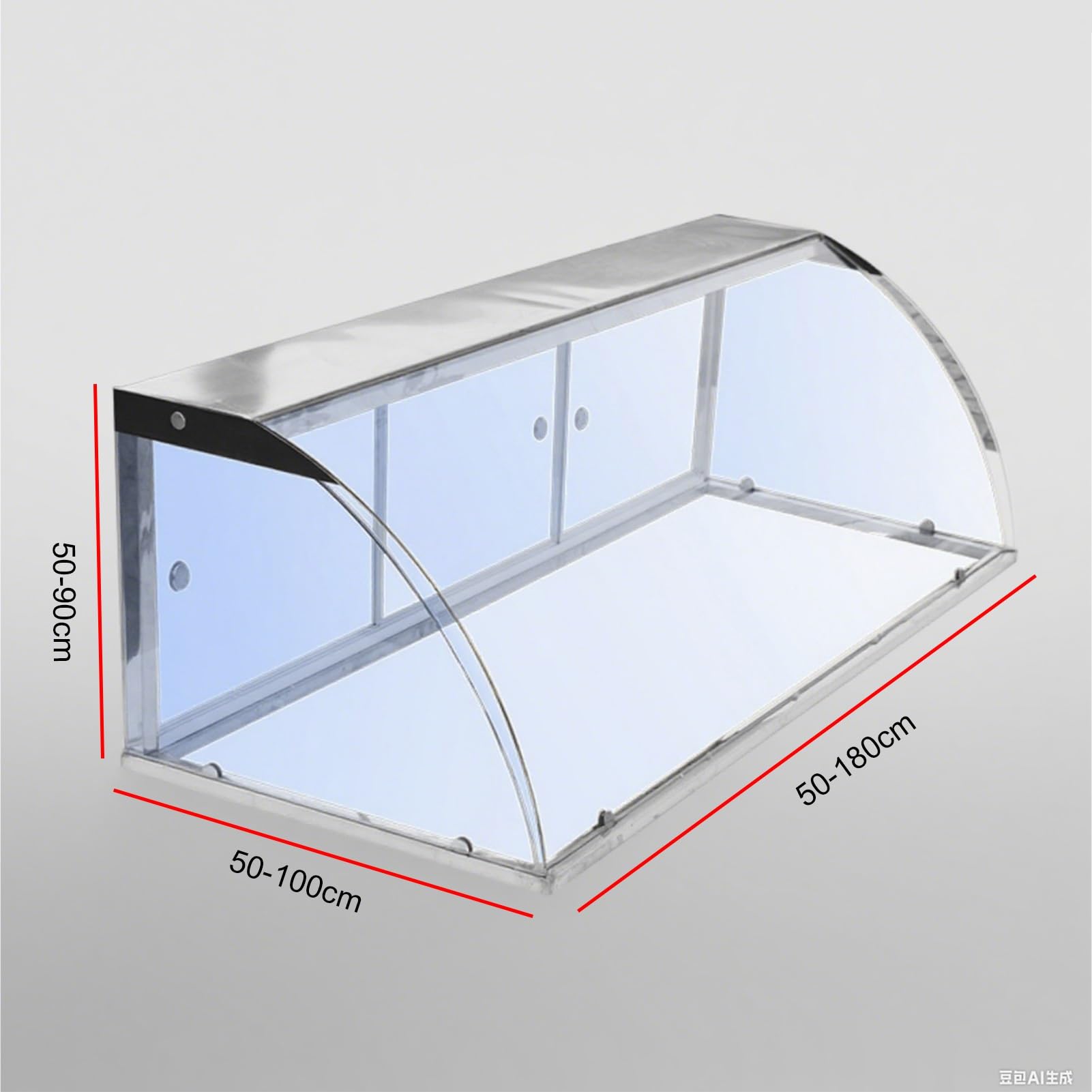 Vetrina Refrigerata Banco, Protezione Per Pane Commerciale In Vetro Temperato Curvo, Vano Portaoggetti Trasparente Banco Porta Scorrevole Posteriore(120X53X50CM)