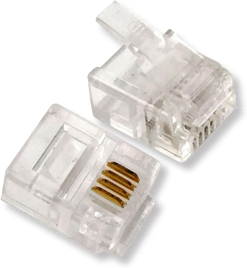 RJ9 Modular Phone Headset Connector, 4P4C Plug Jack Crimp for RJ9 / RJ10 / RJ22 Telephone Flat Cable/Cord Handset