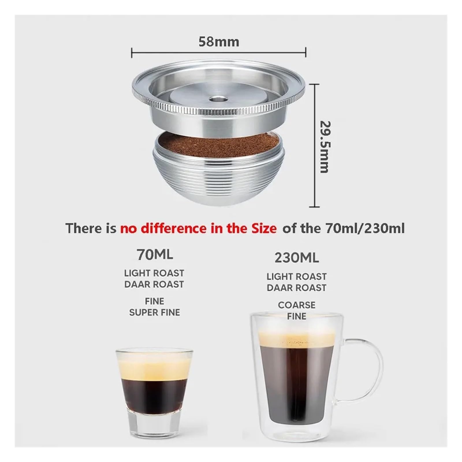 Compatible Con Delonghi, Filtro De Cápsula De Repuesto De Acero Inoxidable ENV135, Compatible Con Nespresso, Cápsula De Café Reutilizable GCA1(230ml 1pod t d S)