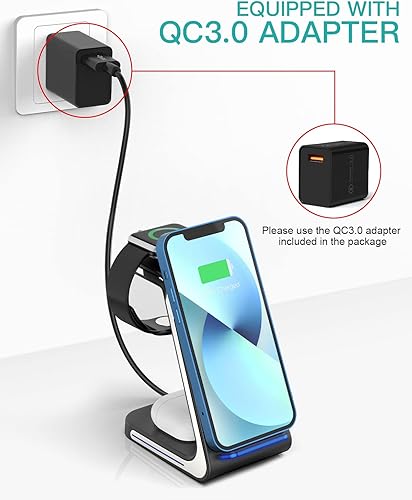 Miniatura 5 de Cargador inalámbrico, estación de carga inalámbrica weetla 3 en 1, soporte de carga inalámbrica para iPhone/iWatch/Airpods, para iPhone 13, 12, 11