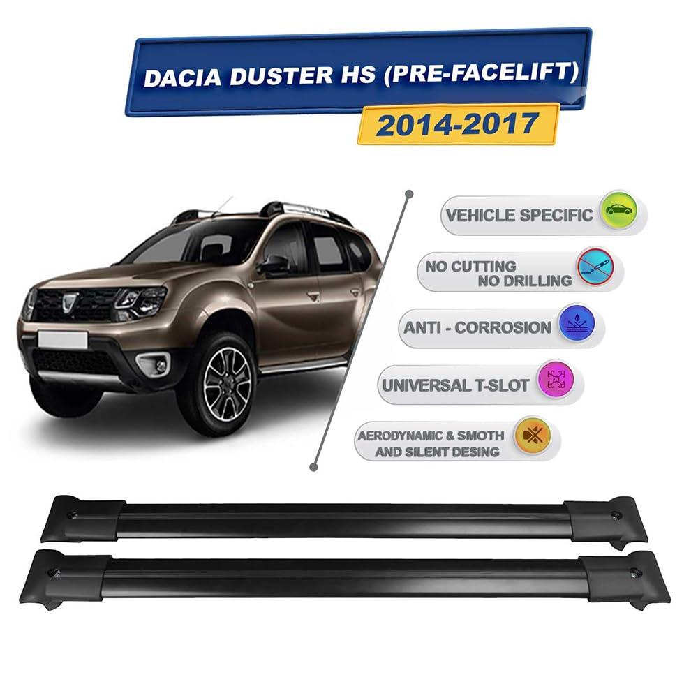 Barres De Toit Compatibles Dacia Duster (HS) 2014-2017 Post-facelift - Aluminium 75kg - Neuf
