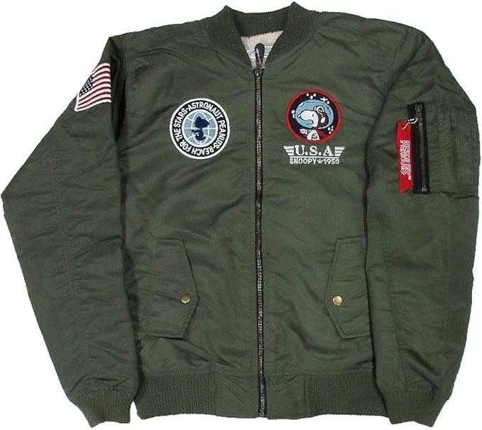 Amazon Peanuts ピーナッツ スヌーピー Ma1 ジャケット 裏ボア 中綿 メンズ 刺繍ワッペン 黒 緑 コート ジャケット 通販 Amazon Peanuts ピーナッツ スヌーピー Ma1 ジャケット 裏ボア 中綿 メンズ 刺繍ワッペン 黒 緑 コート ジャケット 通販