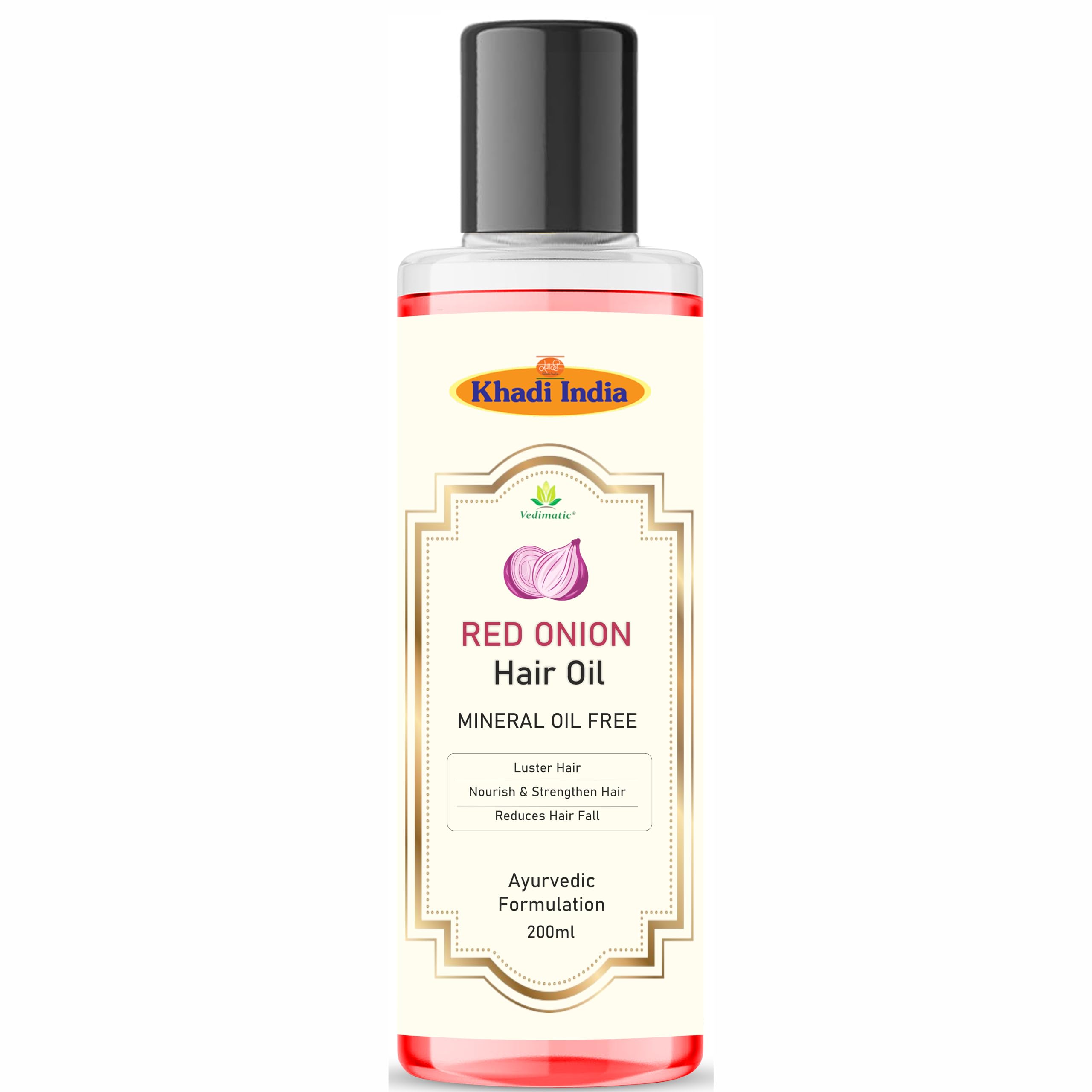 Khadi 100% Pure & Natural Herbal Red Onion Hair Oil with Onion & Rosemary for Hair Fall Control - 200ml with khadi india logo-picture-46