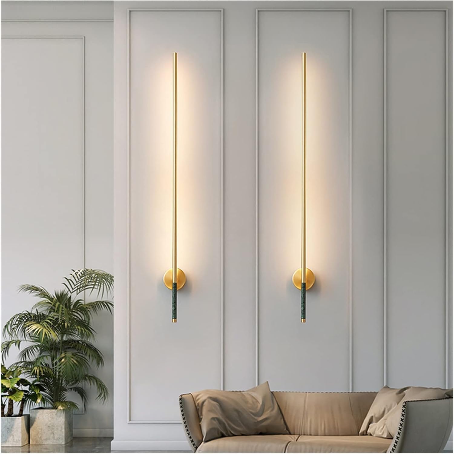 HYJAUSXB Wall lamp, Copper Lamp Simple Strip LED Sconce Light Compatible with Bedroom Living Room Loft Stair Aisle Indoor Bar Lamp, Pendant