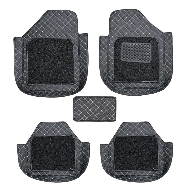 Image of CARNEST 7D Buket Car Floor Mat 5Pcs Set Universal Fit | Triple Stitch Waterproof & All-Weather Anti-Slip Car Mats Compatible with - IKON,Black