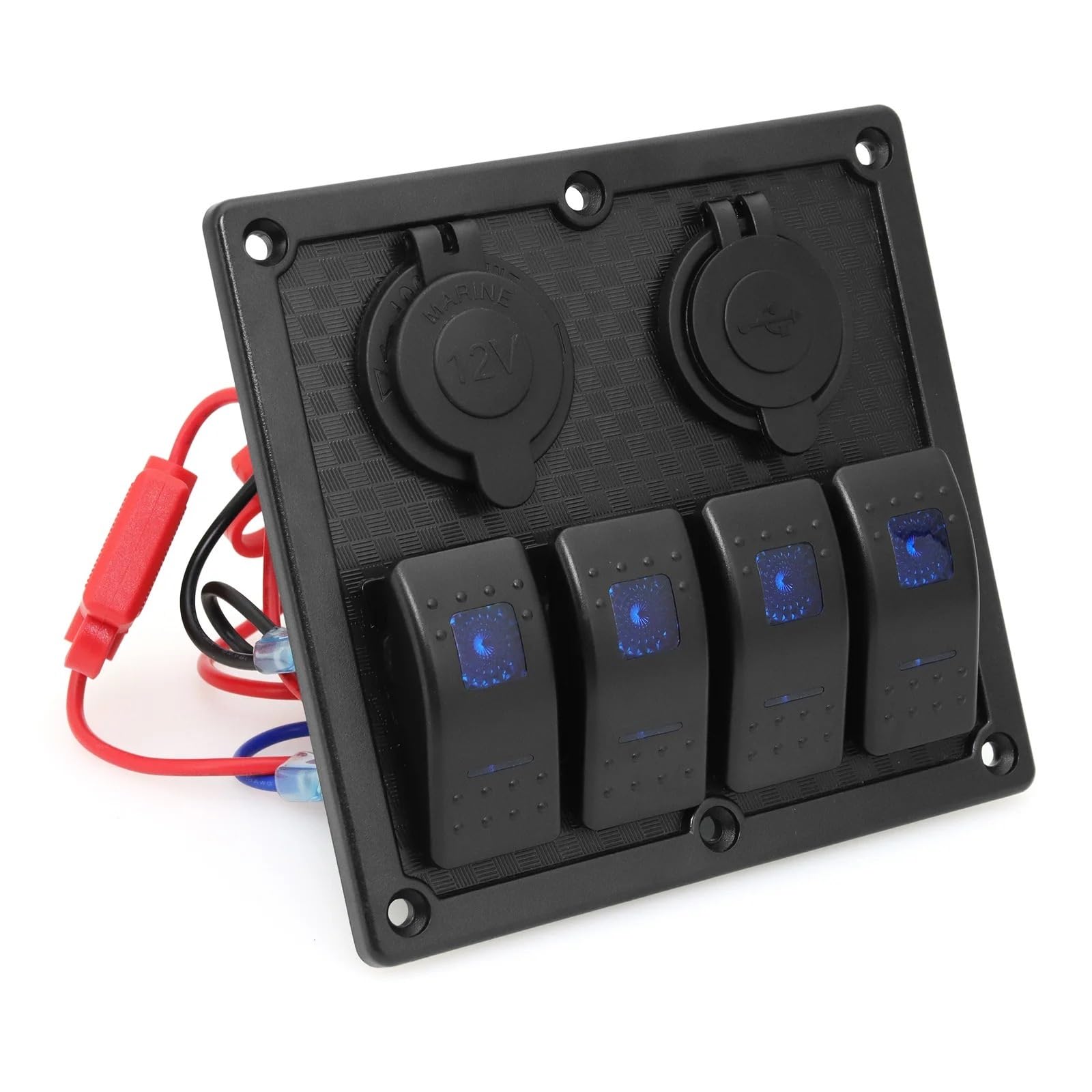 Przełączniki morskie, Przełącznik Przycisk Sterowania 4 Przyciski Zapalniczka Podwójne Ładowarki USB Panel Przełączany Z Niebieskim Światłem LED Do Samochodu Morskiego Łodzi